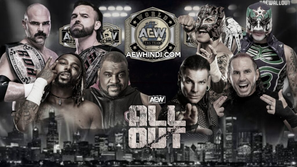 AEW All Out 2022 Match Card Prediction. Tag Team championships. Swerve in our Glory vs FTR vs The Hardys vs Lucha Bros.